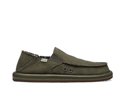 Chaussures Sanuk Vagabond Soft Top Hemp Collapsible Heel Homme - Vert Olive QZROMF106